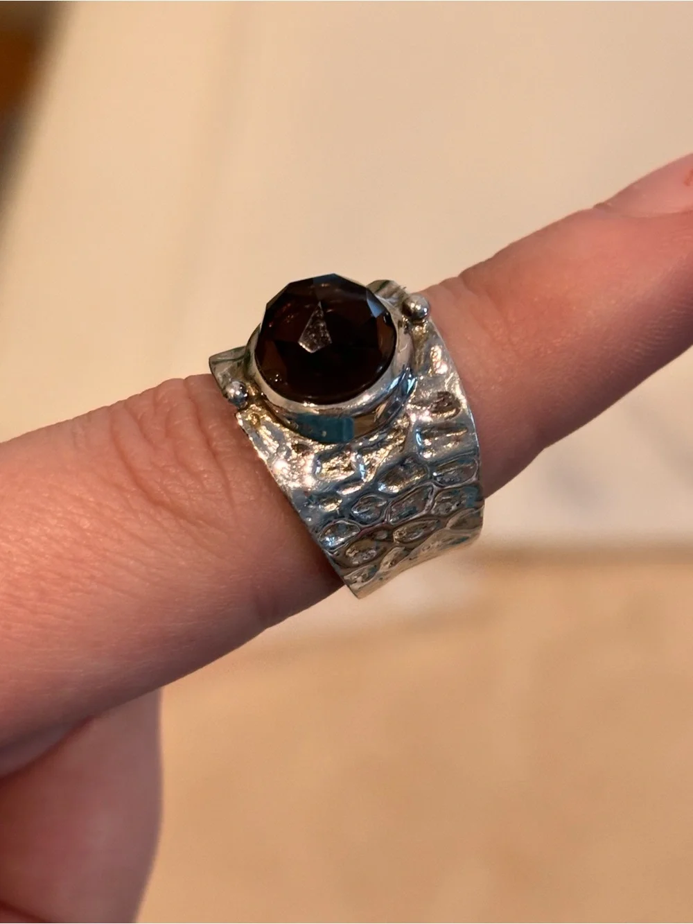 Designer 925 Sterling Sterling Silver Smokey Quartz Ring - Size 6
